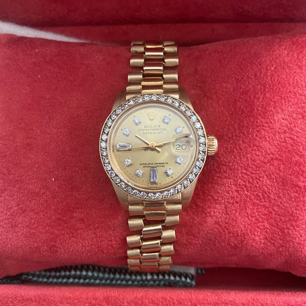 Vintage Rolex 18K yellow gold President Datejust Ladies Watch 26mm with diamonds - Picture 3 of 9